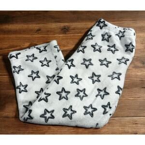 Plush Fleece Pajama Pants Sz XL (16-18) White Black Stars Sleepwear Loungewear
